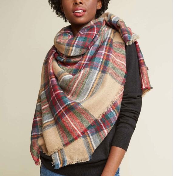 Unbranded Accessories - Oversized Plaid Blanket Scarf